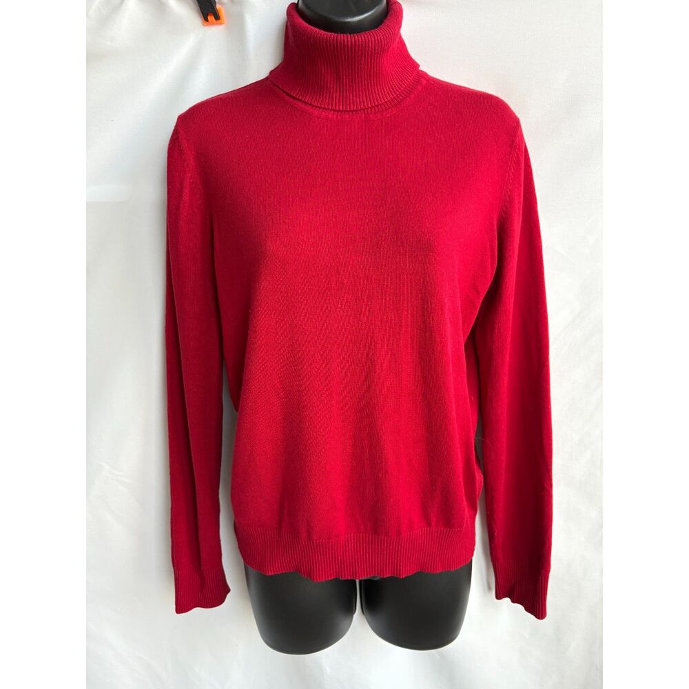 Grace Red Knit Turtleneck Long Sleeve Sweater M Essential Basics 90s Minimalist